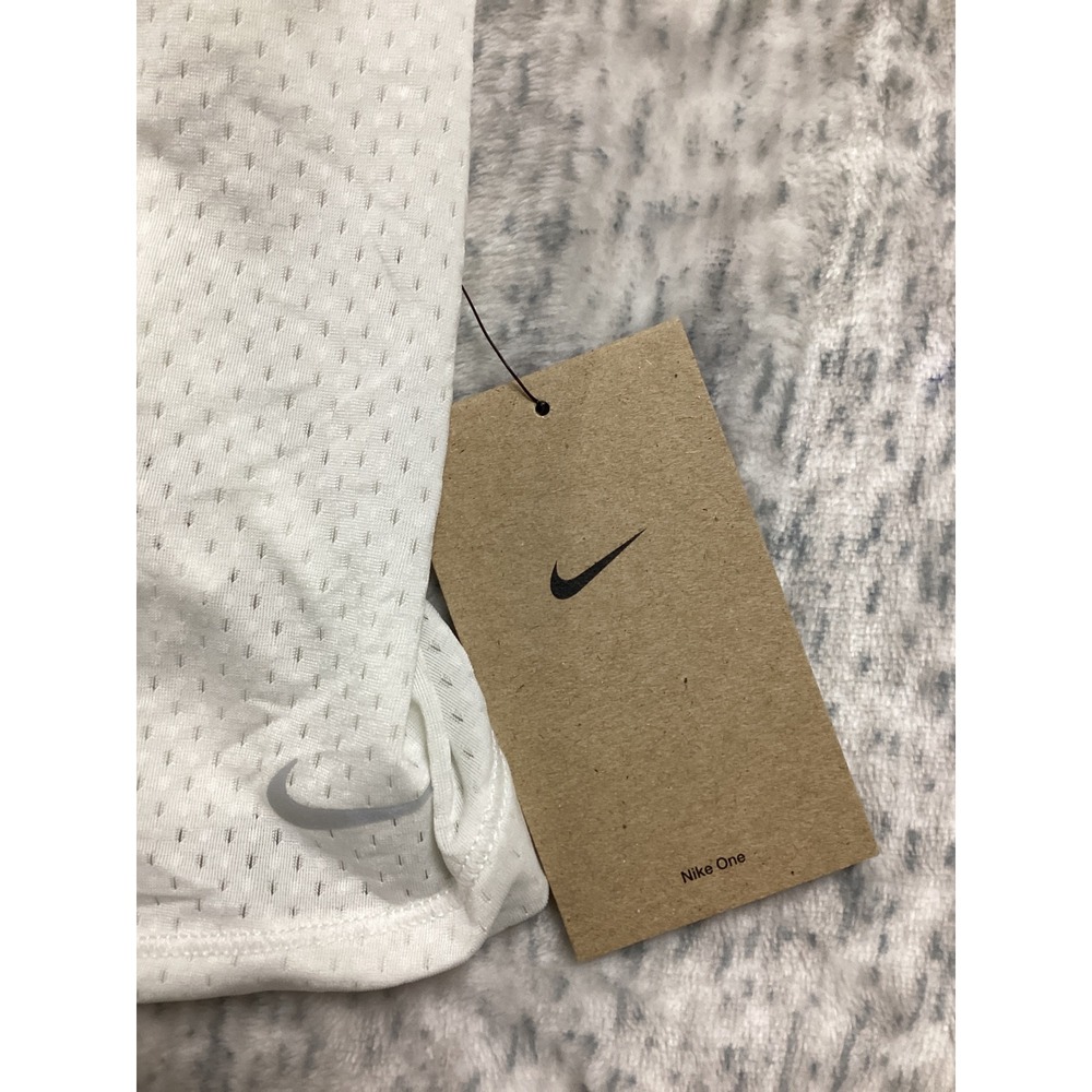 Nike One Dri-FIT Womens Mesh Cropped Tank Top White FN4112-100 XL NEW - Picture 2 of 5